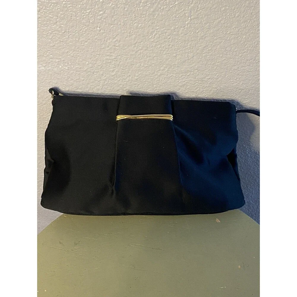 RODO ITALY Black Satin Purse Handbag Clutch/Crossbody EUC Vintage
